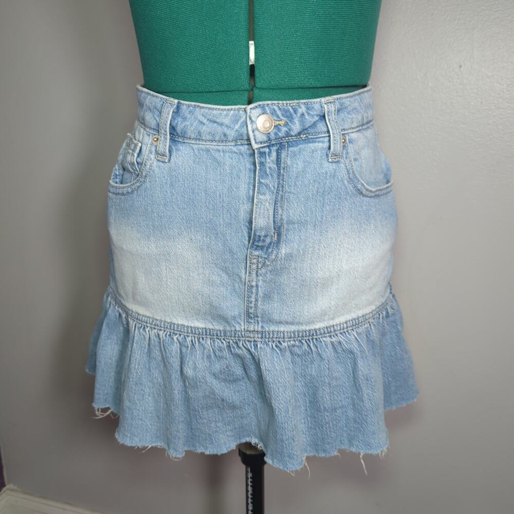 Cat & Jack Denim Ruffle Mini Skirt L Y2K Coquette Fairy Grunge